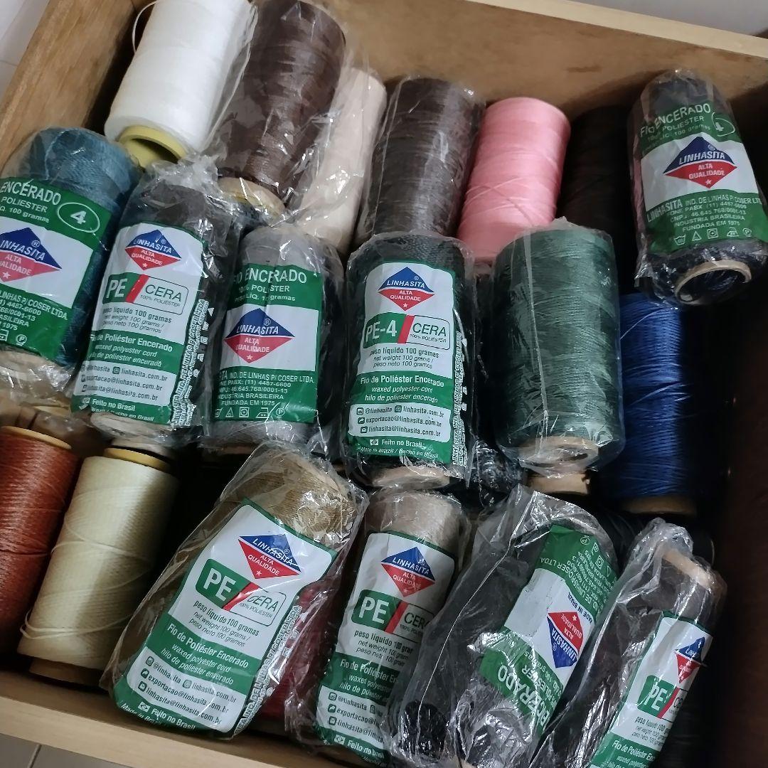 蝋引き糸　マクラメ糸　まとめ売り　セット 蝋引き 糸 10色セット 丸紐 太さ 0.8mm 20M / 0.65mm 31M □ ろうびき