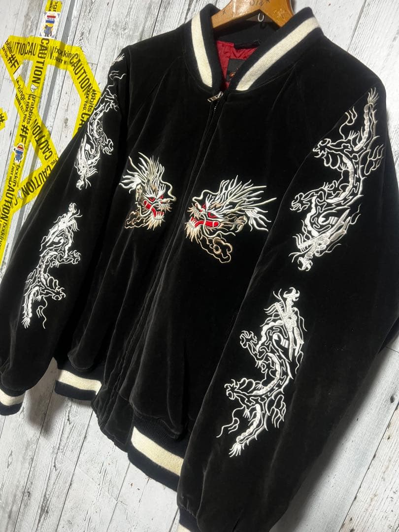 日本限定 MS NICX SIXX スカジャン 龍 昇竜 覇気 別珍 ベロア 黒