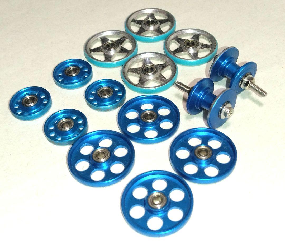 【再出品】ミニ四駆　軽量2段　軽量13mm　軽量19mm　純正ブルー　ローラー