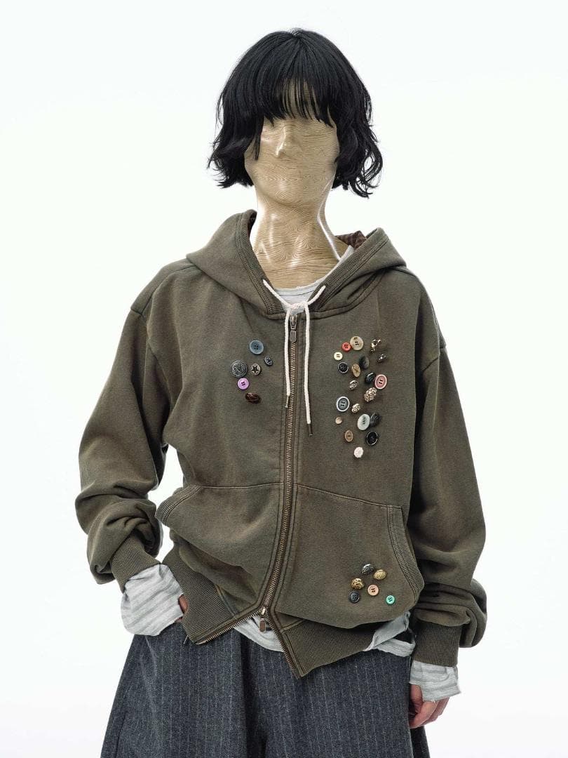 HIROKI TSUZUKI FULL ZIP HOODIE KAHKI - メルカリ