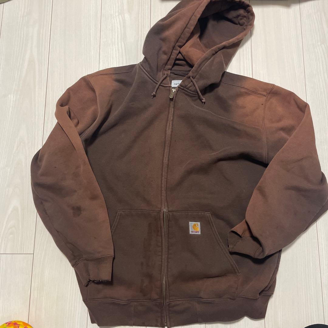 Carhartt ブラウン パーカー フード付き - メルカリ