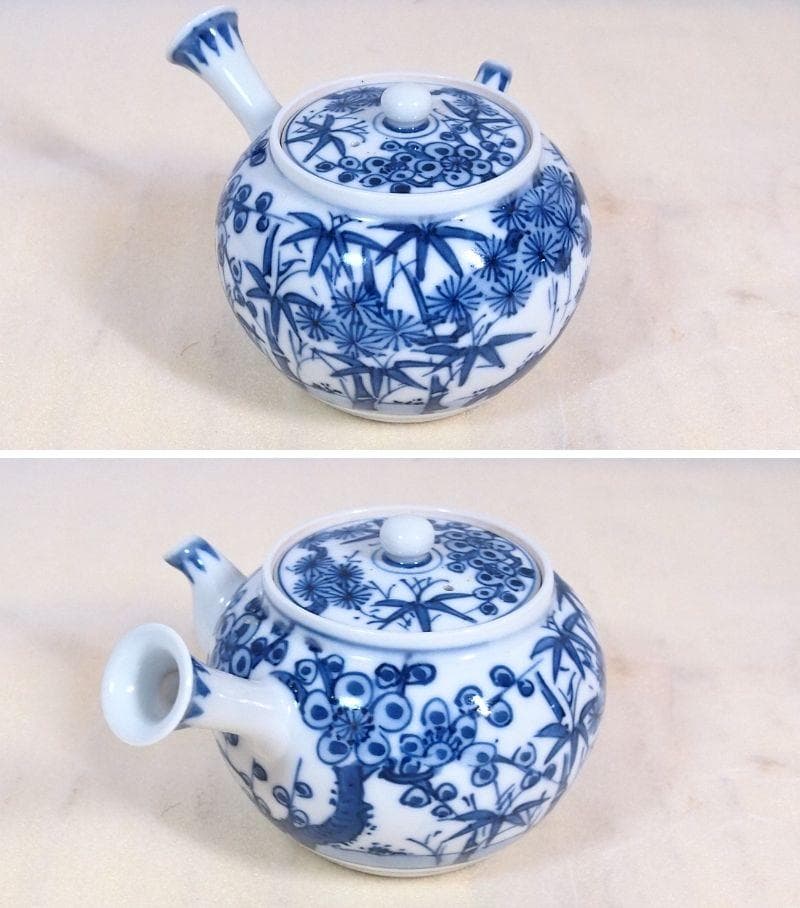 未使用】京焼/清水焼 平安光抱 青葉松竹梅 茶器揃5客 陶雅堂 湯