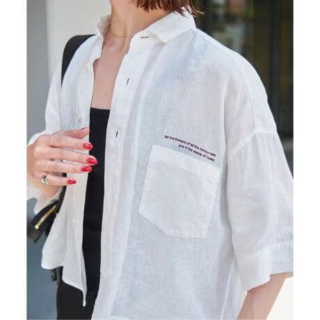 極美品☆TICCA｜定価2,5万 24SS リネン半袖エンブロイダイリーシャツ