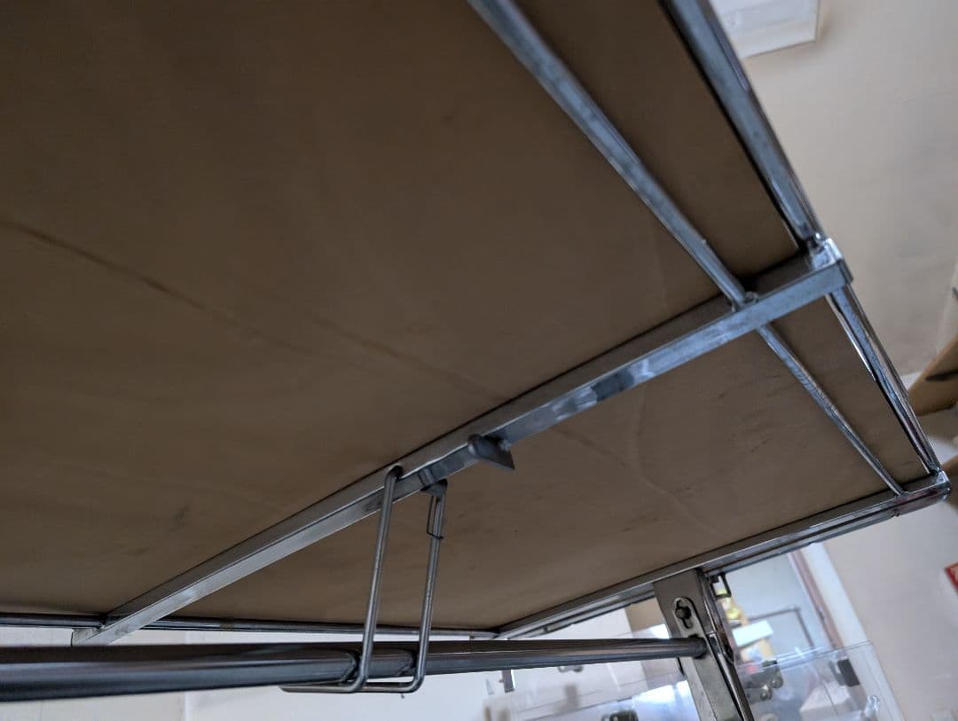 大阪府直接引き取り】折りたたみワゴン 組立工具不要 クローム W1200