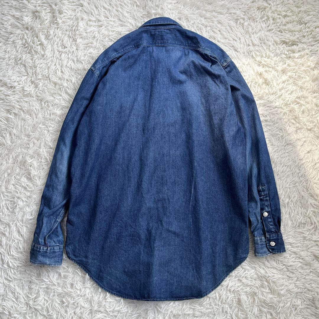 90s・三ツ星タグ】RRL デニム ワーク シャツ オーバーサイズ
