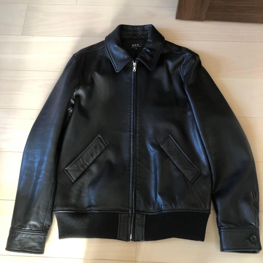 APCアーペーセーラムレザー本革レザージップモトブルゾンジャケット