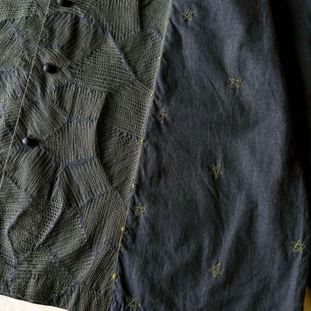 イッセイミヤケ HaaT ハート 星柄 刺繍 ブラウス ネイビー - メルカリ