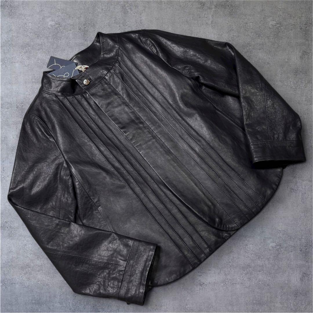 新品】 パラスパレス ラムレザー ノーカラー ジャケット イタリア製 M