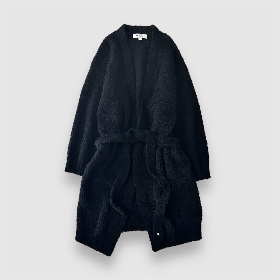 希少 GDC ウールシャギーロングカーディガン ガウン ブラック ヴィンテージ Ezick カーディガン shaggy gown シャギーロングカーディガン