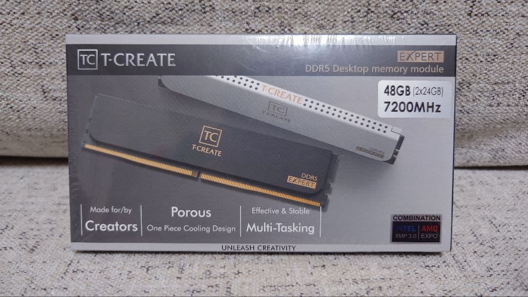 新品 TEAM DDR5 7200mhz 48GB(24GB×2) White EXPERT DDR5 DESKTOP MEMORY WHITE 48GB(2x24GB) 7200MHz CL34 - TEAMGROUP