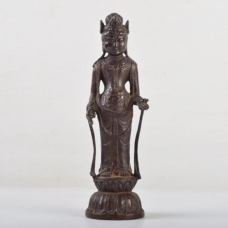 仏教美術 杉浦藤太朗作 ブロンズ 聖観音像 仏像 置物 共箱 D R9514