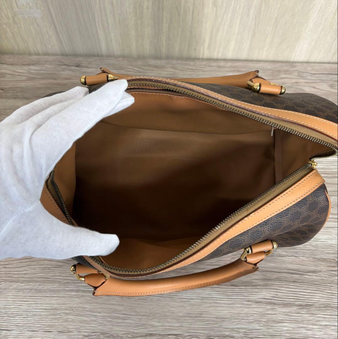 《極美品》セリーヌ マカダムボストン PVCレザー ブラウン ヴィンテージ