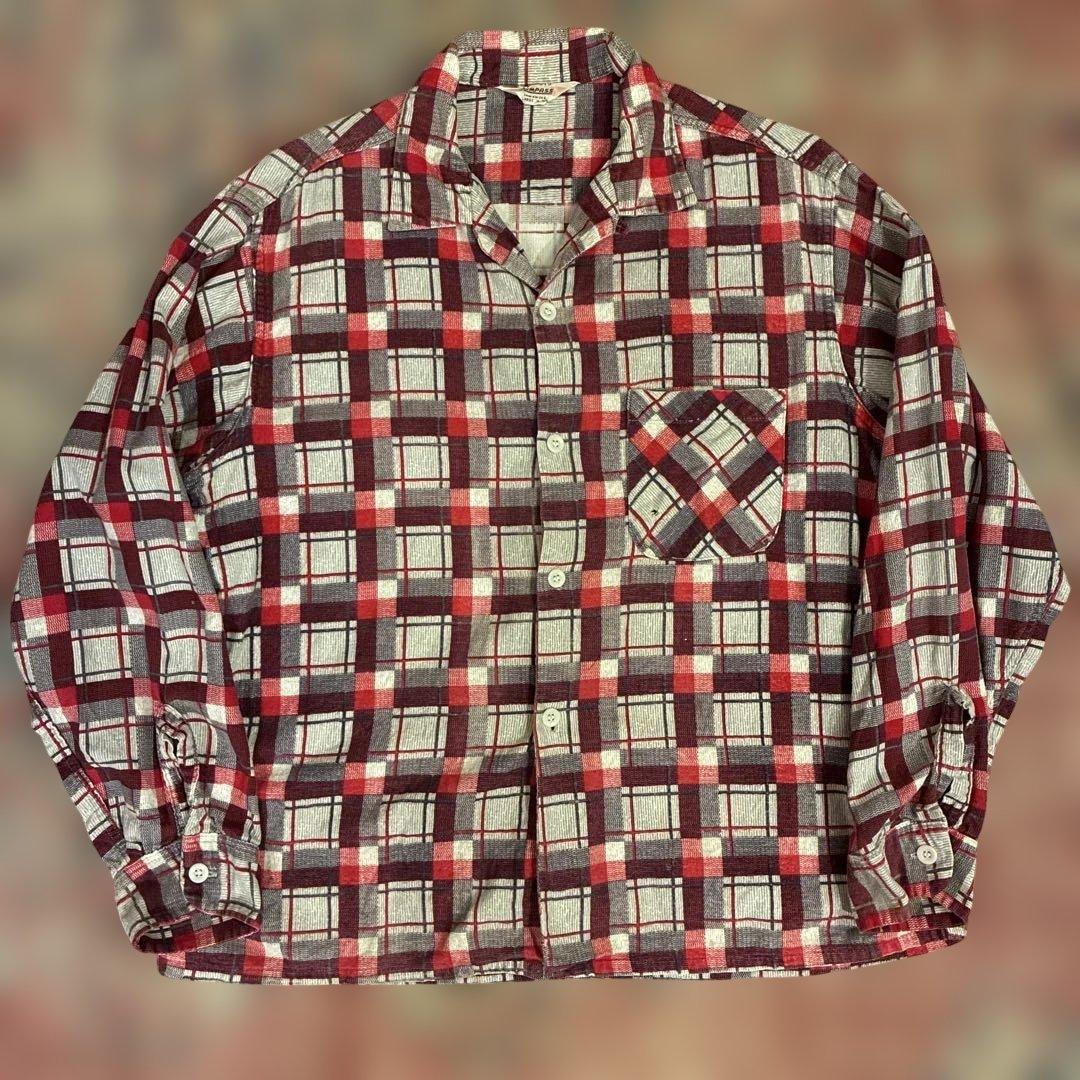 60s pennys プリントネルシャツ プリネル 開襟 ボックス ボードシャツ