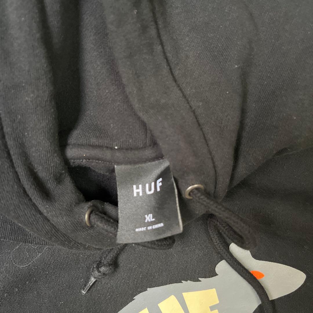 HUF ブラック フード付きパーカー XL - メルカリ