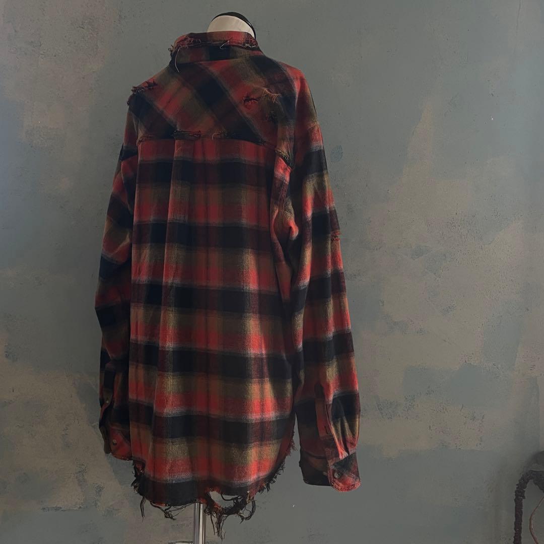 Y2k cqr weed grunge“襤褸”flannel shirt