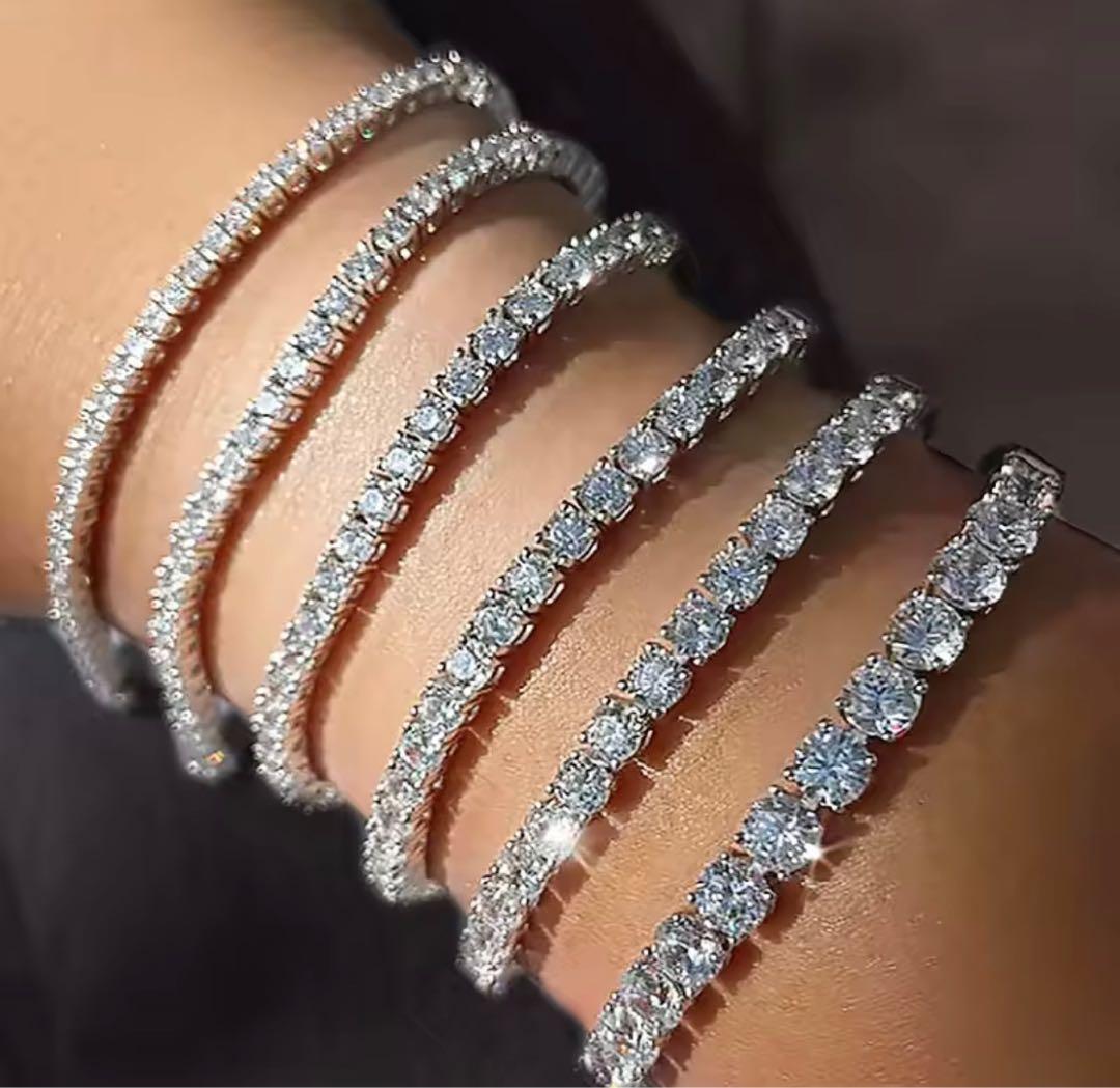 永遠の輝き】10ctモアサナイト テニスチェーンブレスレット／S925