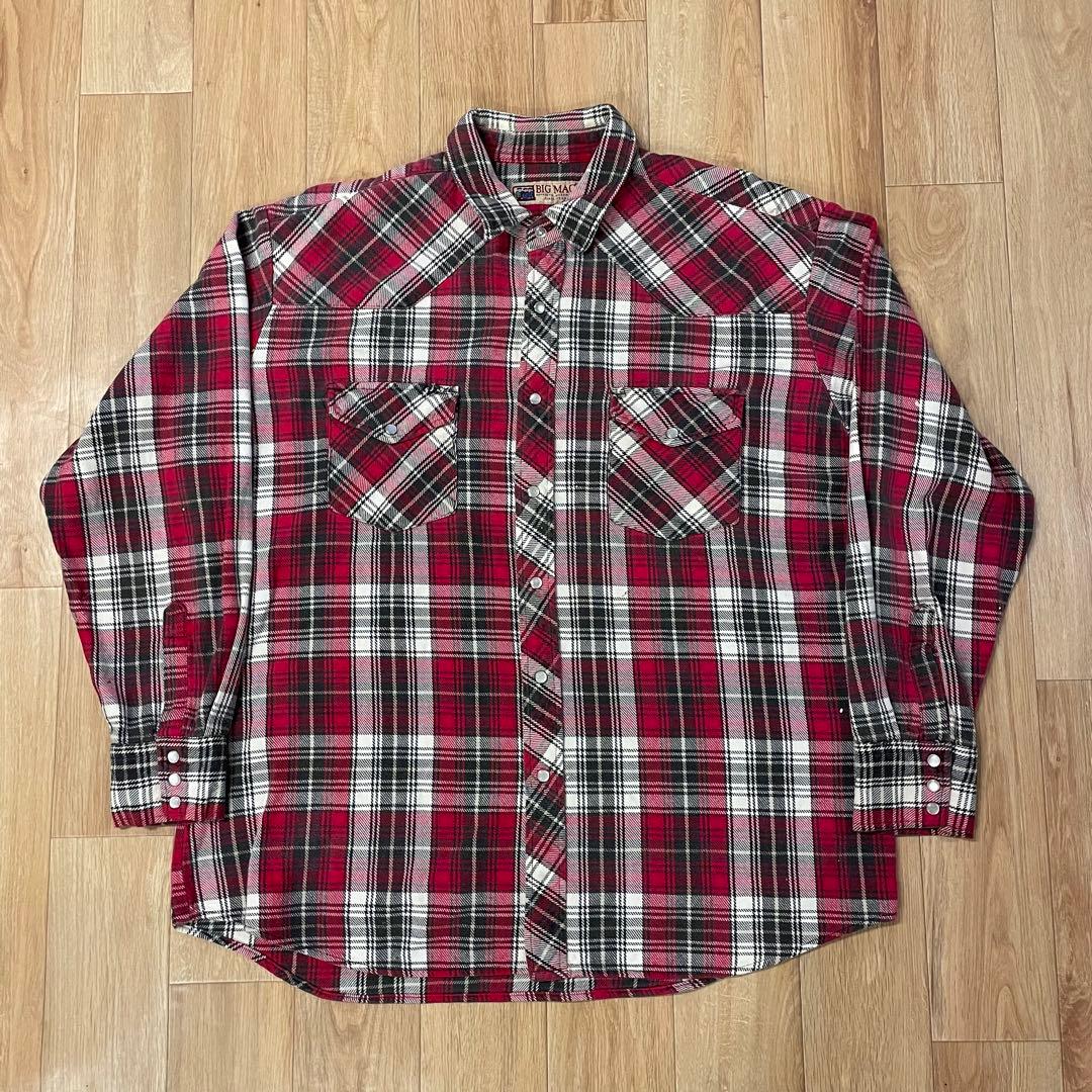 90s BIG MAC ビッグマック ウエスタン ヘビー ネルシャツ XL - メルカリ