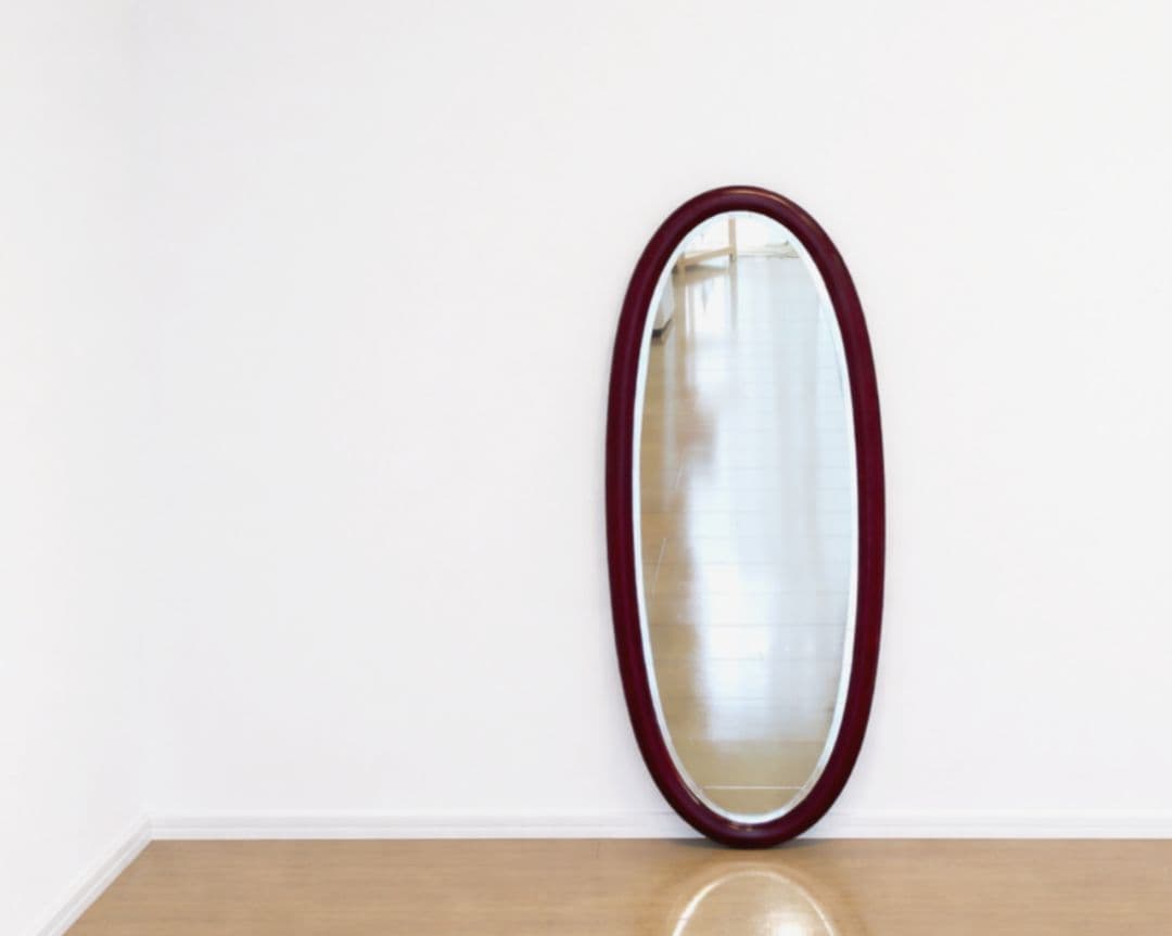 Karimoku カリモク ヴィンテージ 楕円形 ウォールミラー 壁掛け鏡 木枠