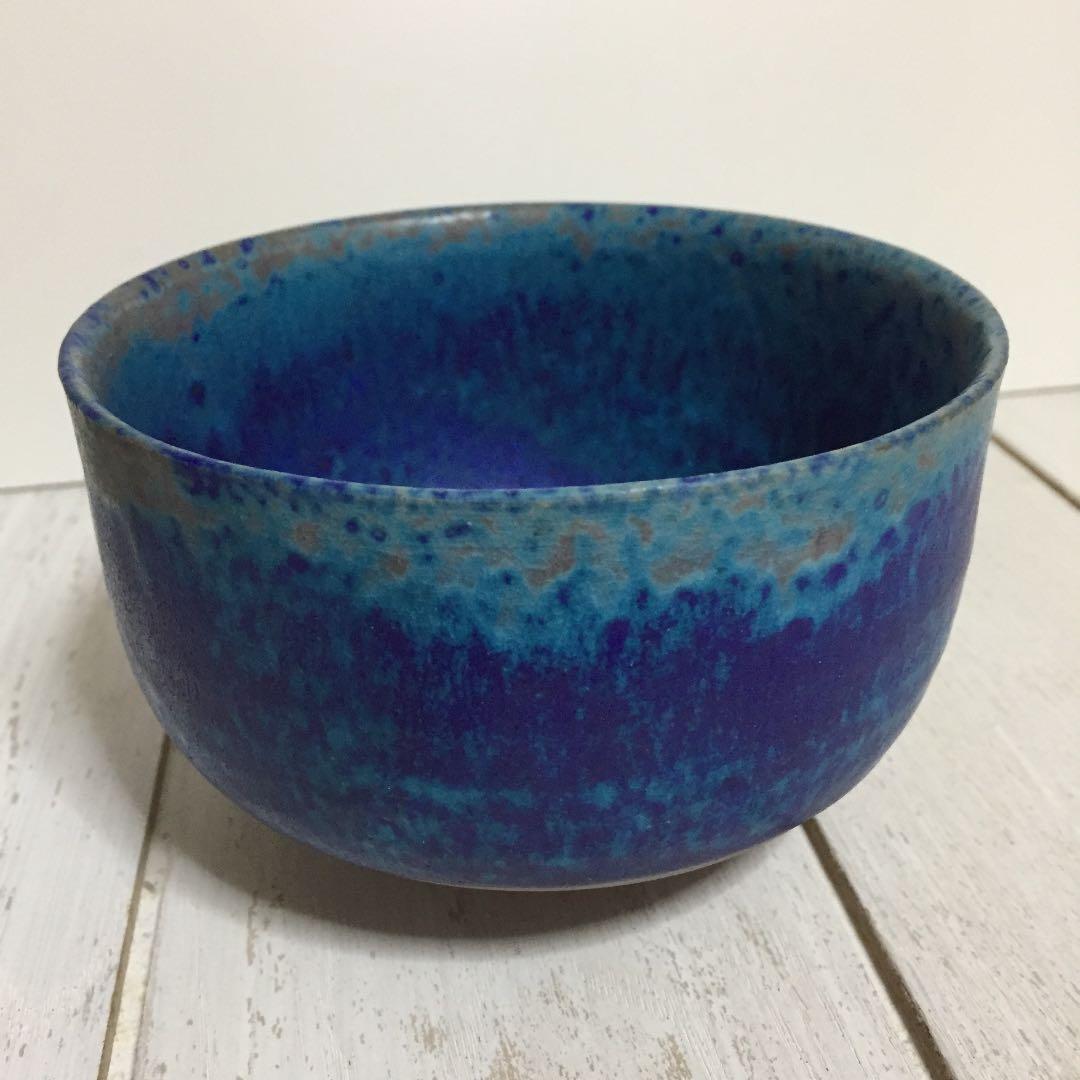 中国建泰焼 孔雀藍 抹茶碗