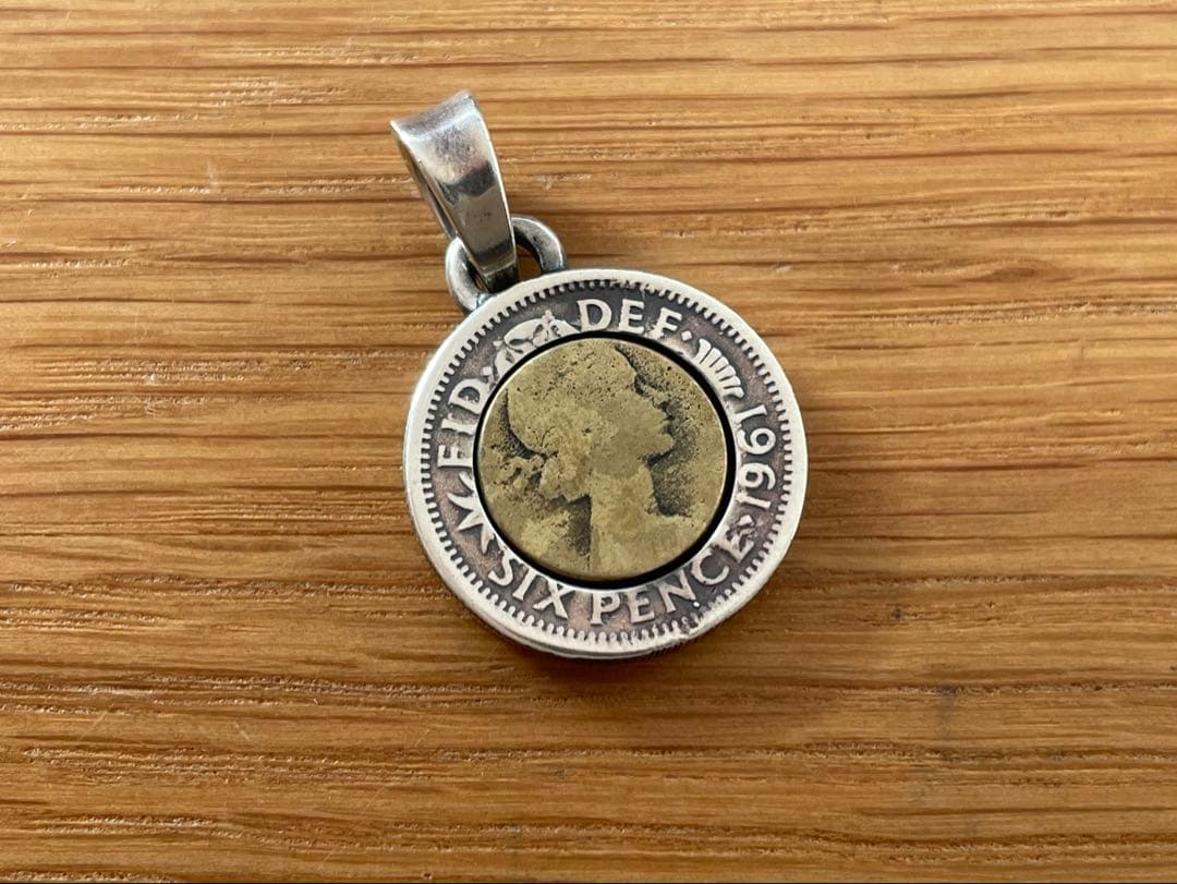 アクアシルバー ペンダント 幸せの6ペンスコインペンダントヘッド