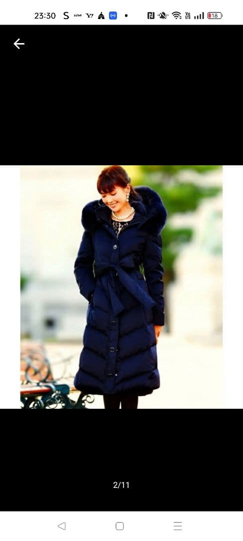 ルイルエブティック　ファー付きネイビーロングダウンジャケット ルイルエブティック RUIRUE BOUTIQUE フォックスファー付きダウン