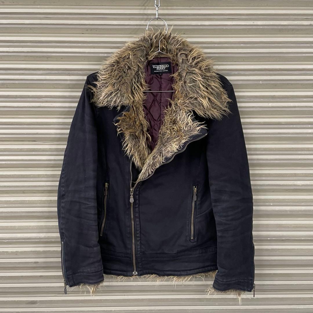 00s トルネードマート フェイクファー 中綿 ライダースジャケット y2k