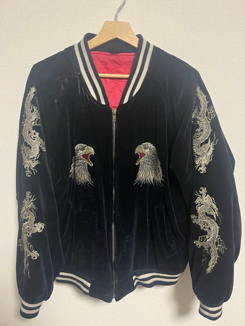 別珍 スカジャン 鷹×龍 YOKOSUKA 刺繍 ブラック - メルカリ