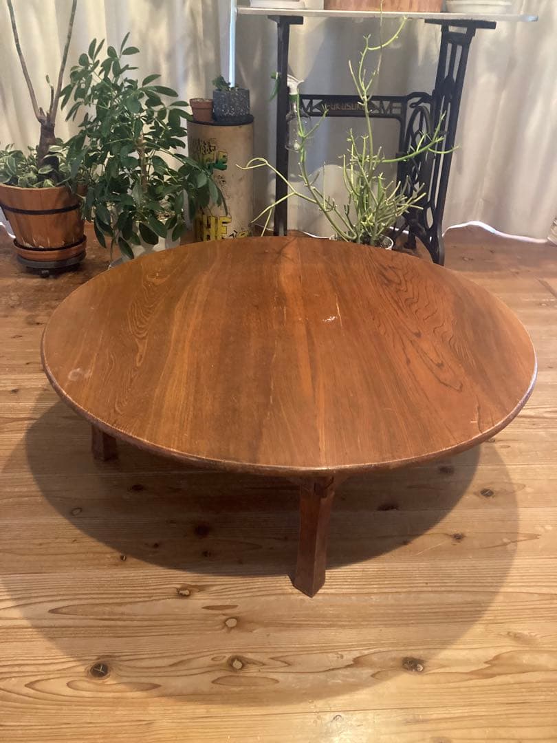 昭和レトロ　古い木製丸ローテーブル　折畳丸ちゃぶ台12直径890 昭和レトロ 古い木製丸ローテーブル 折畳丸ちゃぶ台21直径740 - メルカリ