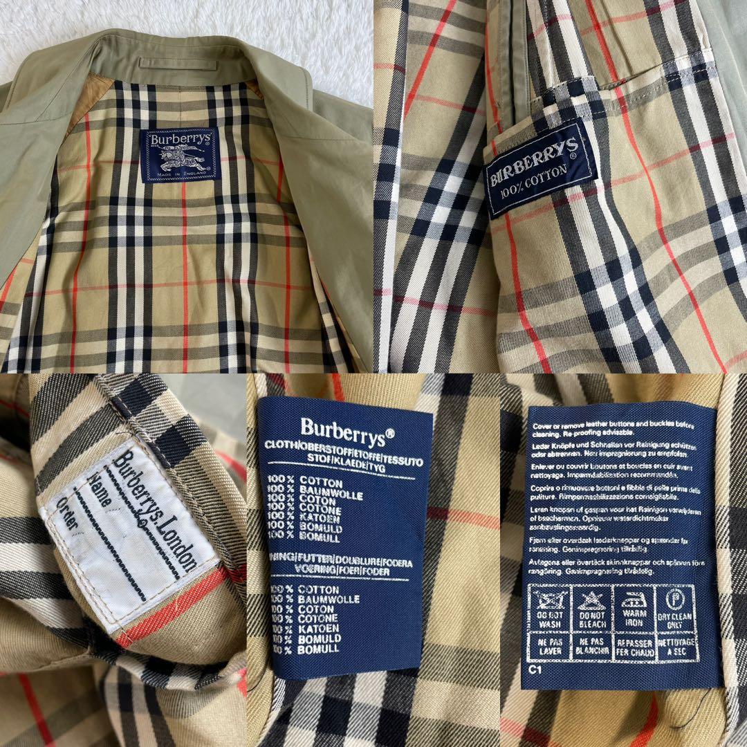 Burberrys ステンカラーコート ロング カーキ ノバチェック XL