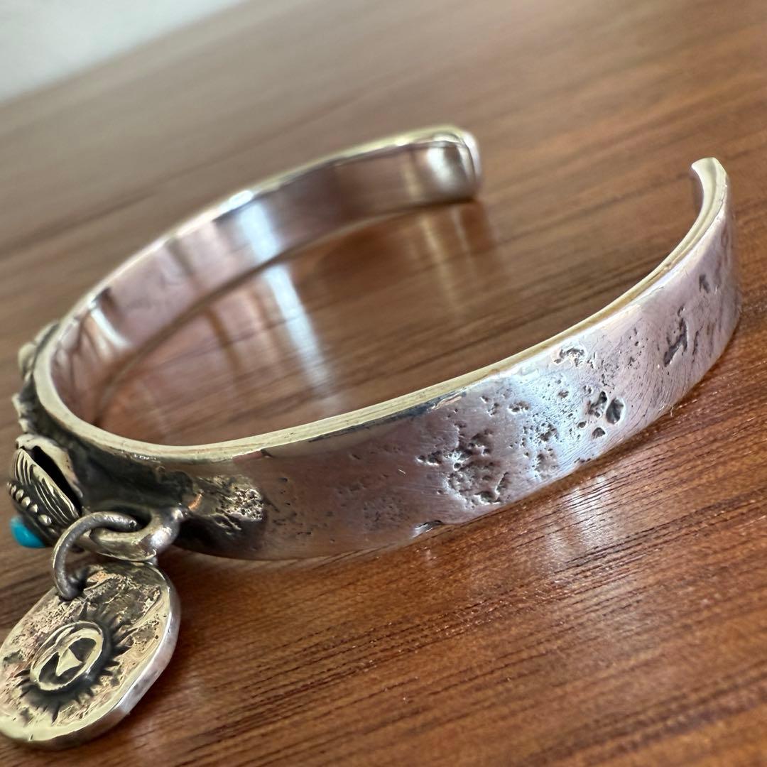 シルバー925無垢【新品】ビンテージターコイズフェザーバングル