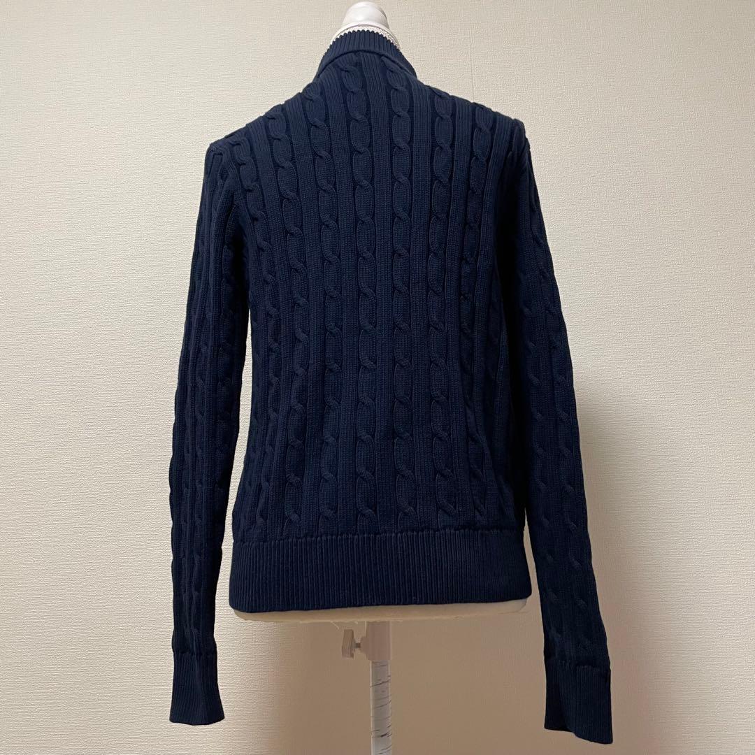 ポロラルフローレン ケーブルニット 白ポニーロゴ ジップアップ