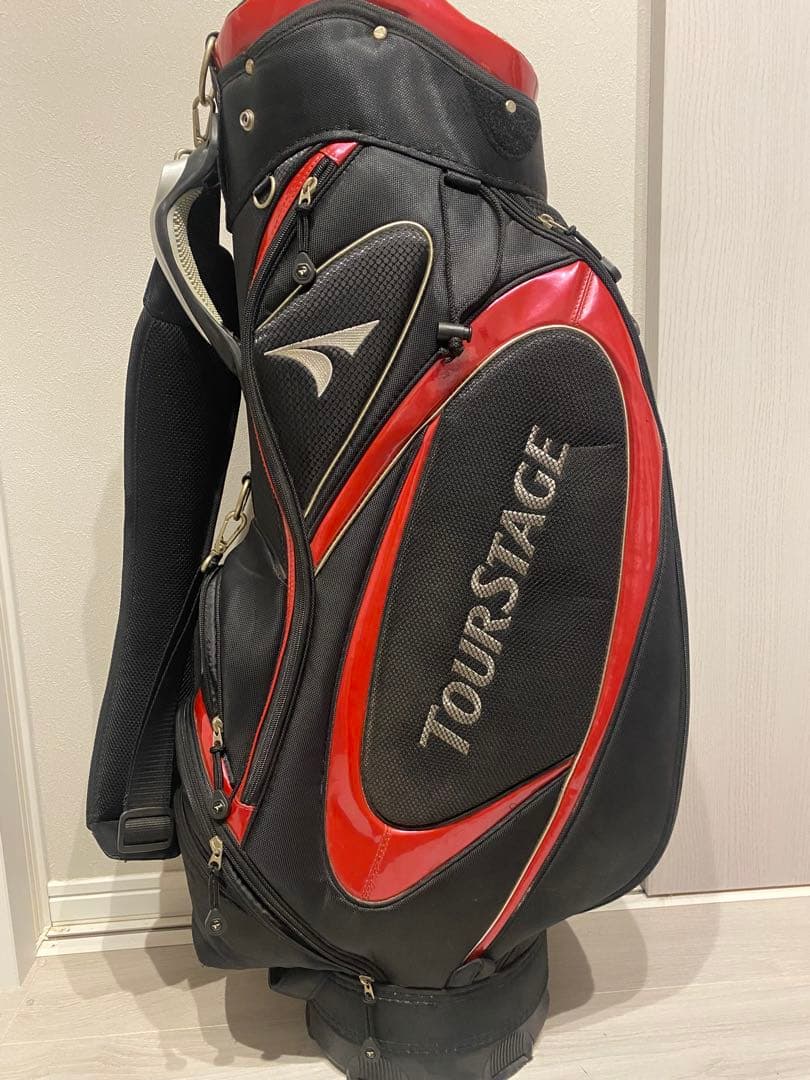 TOURSTAGE ゴルフキャディバッグ ブラック/レッド - メルカリ