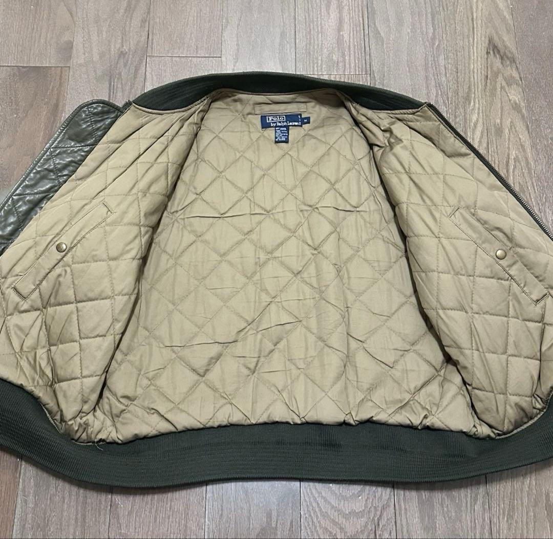 超スペシャル 90s MA1 ラルフローレン レザージャケット オリーブ
