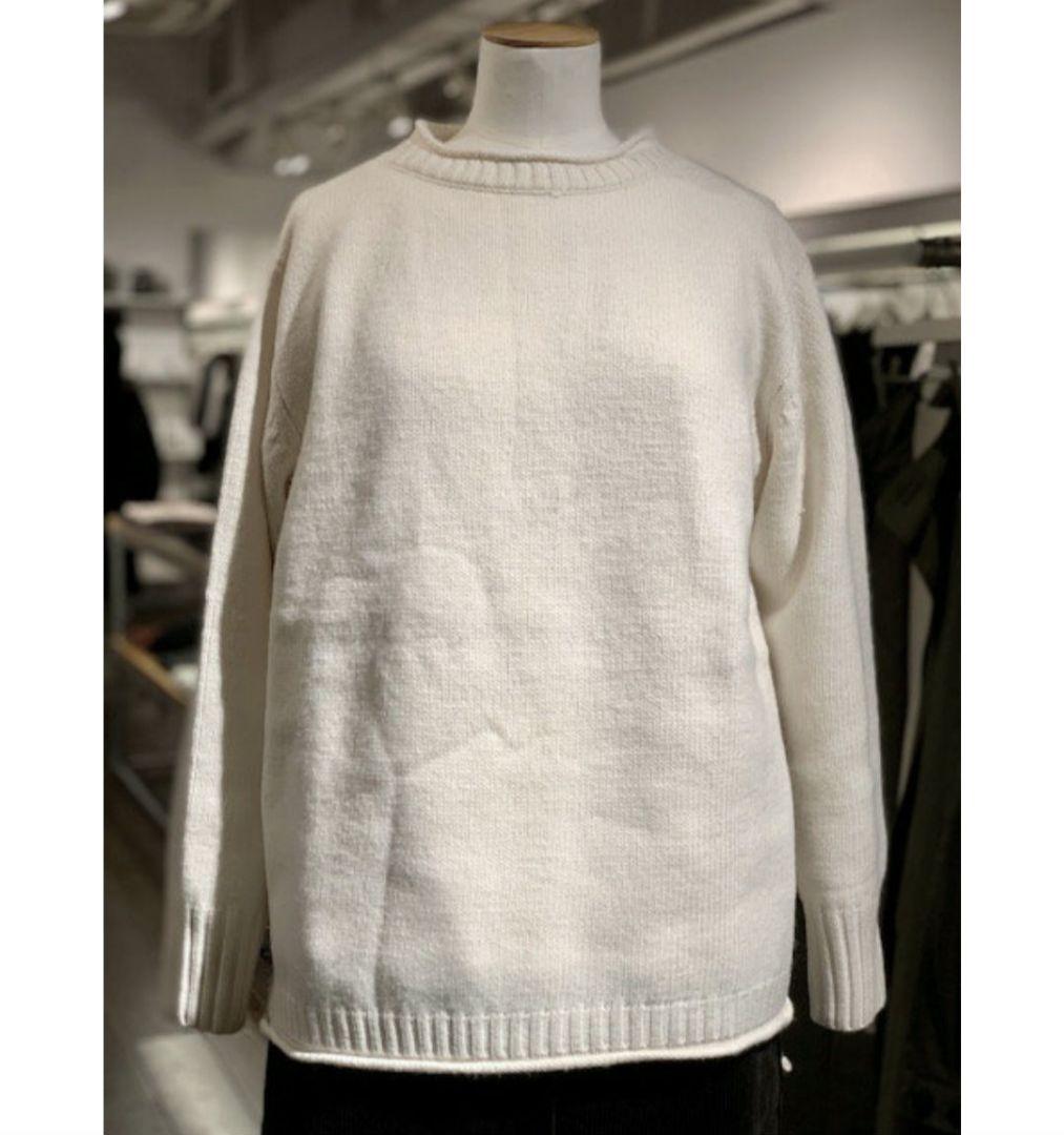 美品 MHL. ニット セーター ウール100% オフホワイト 白 ゆったりめ