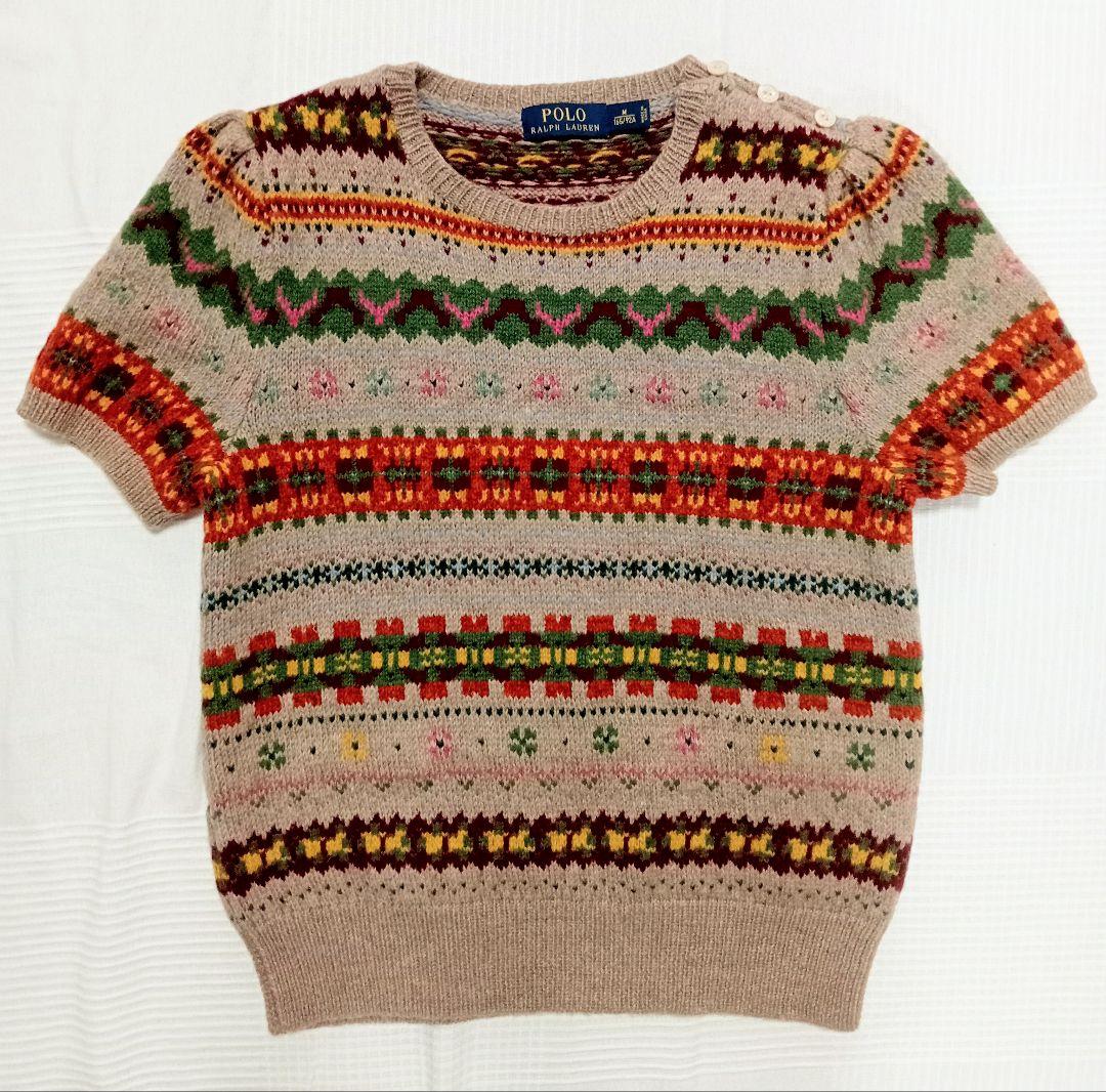 未使用 RALPH LAUREN アルパカ混 羊毛ニットカラフル模様セーター M