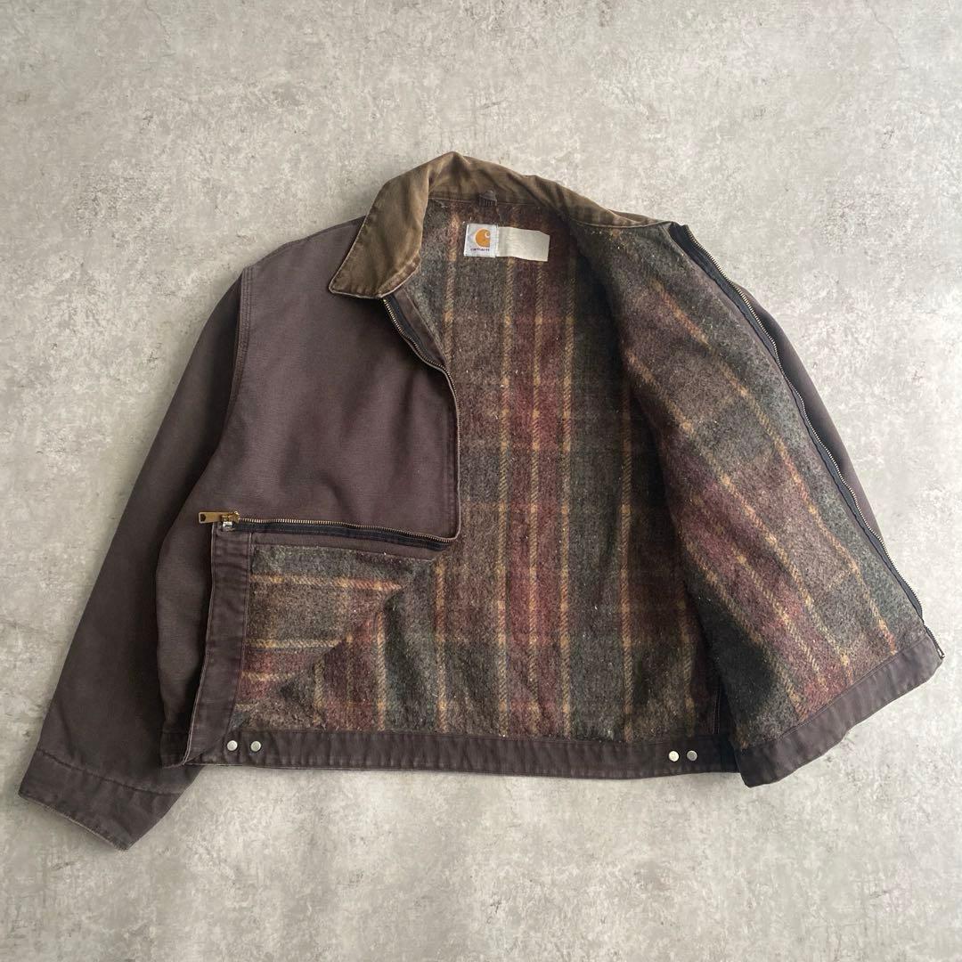 激レア90sカーハートJB0873デトロイトジャケットUSA製モカパープル