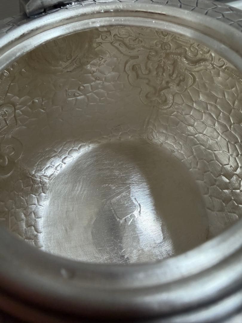 純銀製 四面饕餮文様彫刻 銀瓶 湯沸 煎茶道具 古美術 約622g - メルカリ