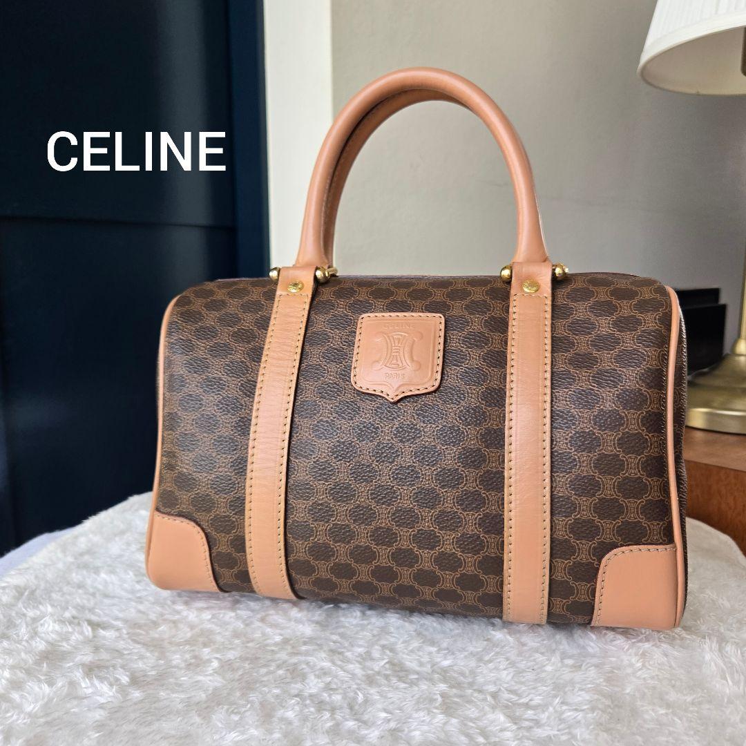 ☆CELINE☆　美品　セリーヌ　ミニボストンバッグ　マカダム柄　トリオンフ CELINE / セリーヌ マカダム柄 トリオンフ ミニボストンバッグ（PVC