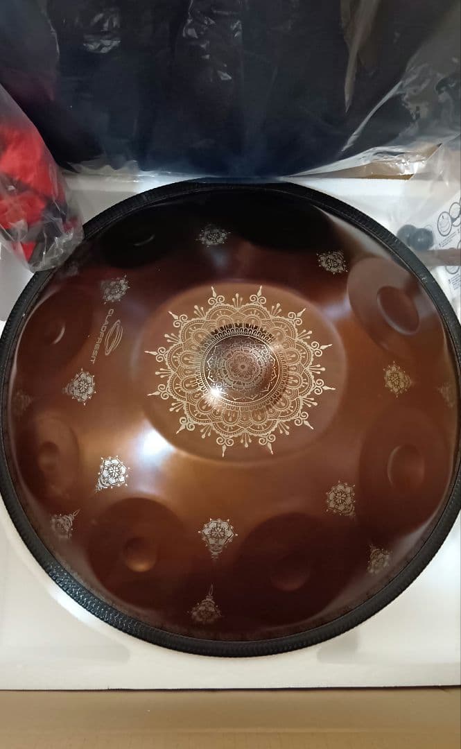 新品ハンドパン 9音 18インチ Gマイナー ヨガ瞑想 楽器スタンド 曼荼羅模様 新品 ハンドパン 9音 18インチ Gマイナー 楽器 瞑想 ドラム スタンド有