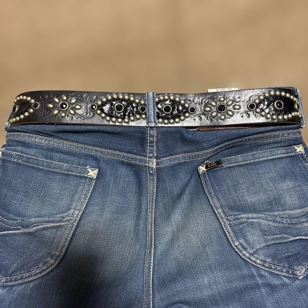 34inch カービング ピーナッツ HTC レザースタッズベルト ブラック