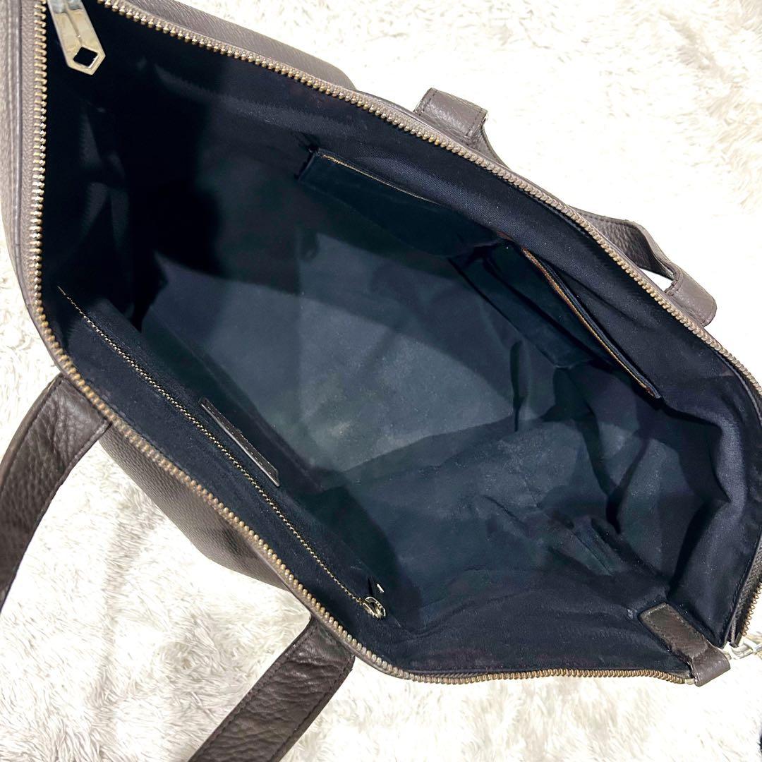 ポールスミス 2wayトートバッグ シボ革 ビジネス ブラウン マルチカラー