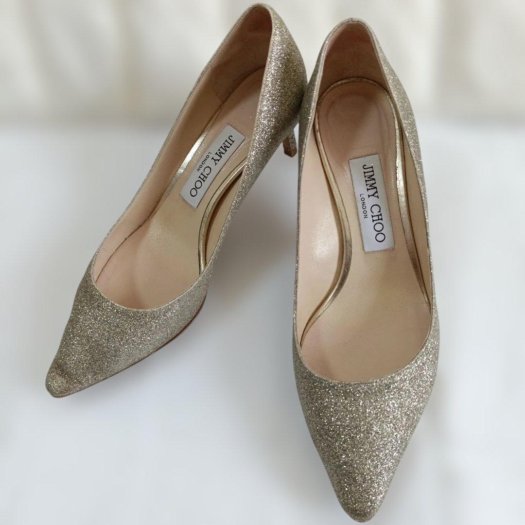 JIMMY CHOO グリッターパンプ36.5 23.5シャンパンゴールド - メルカリ