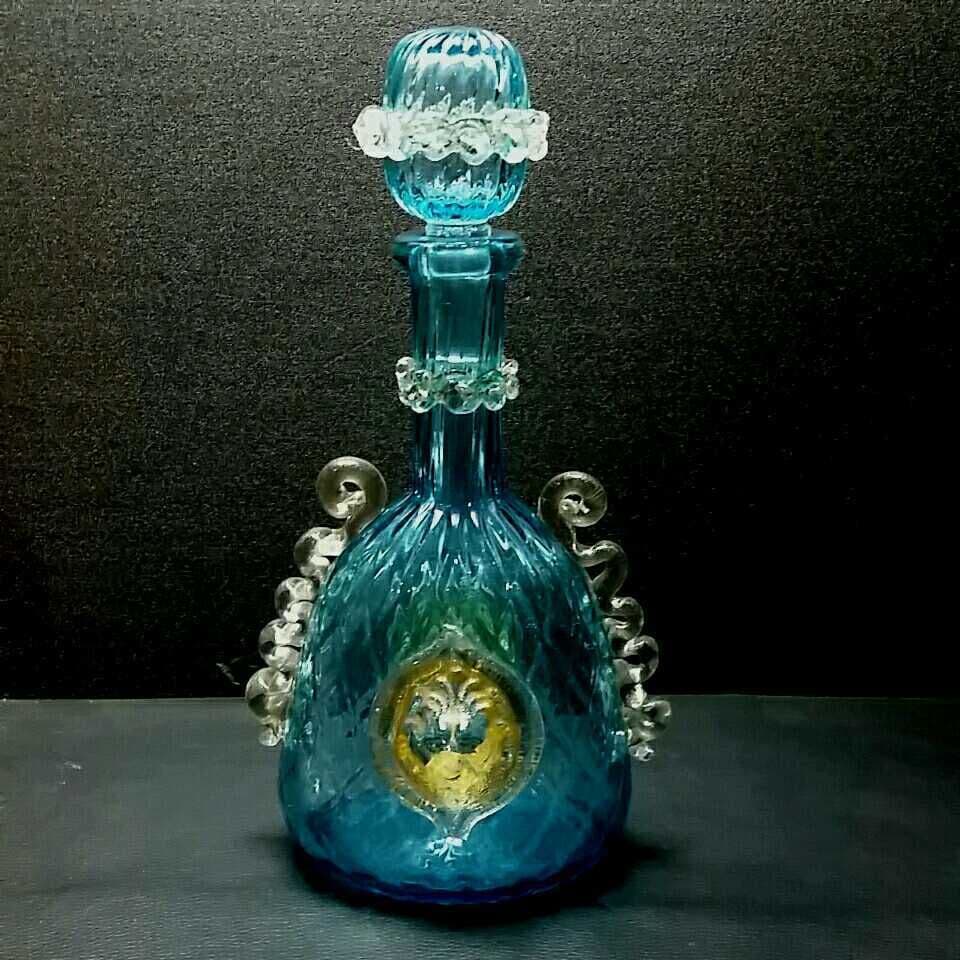 MURANO GLASS ムラノ ブルー ライオン モチーフ 装飾 デカンタ - メルカリ