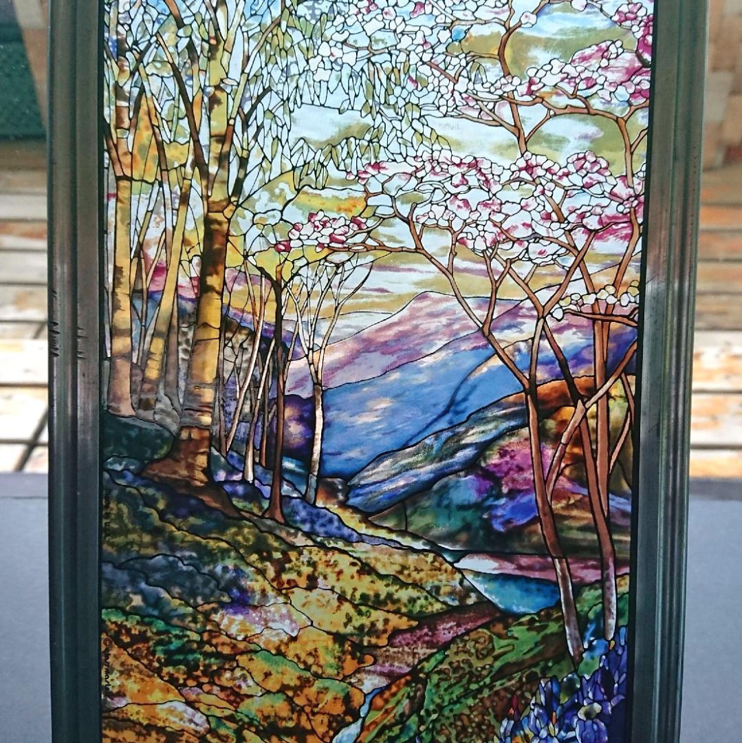 春ルイスCティファニー ステンドグラス サラ・ウィンドウ滝 グラス