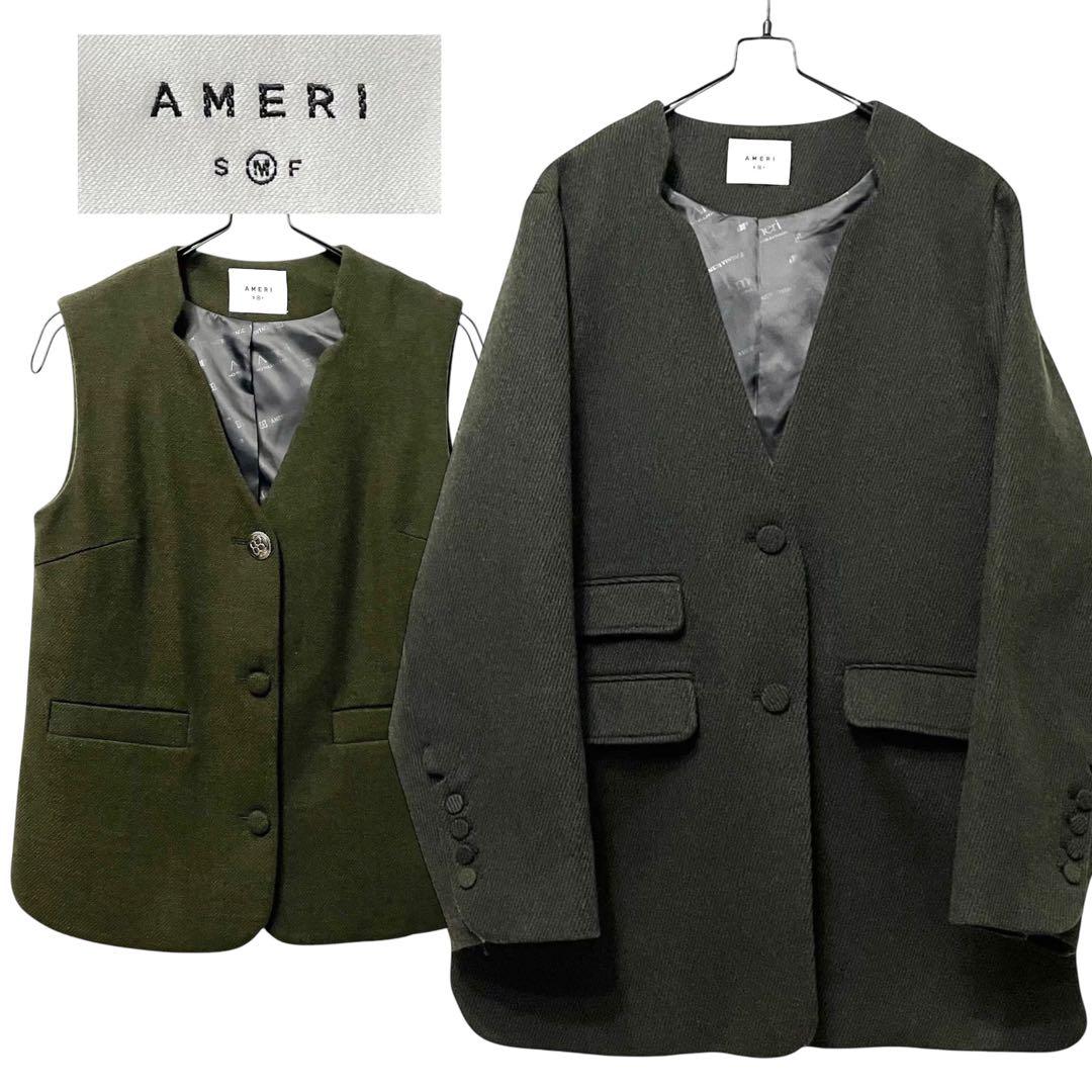 未使用級!! AMERI アメリ 2ピース ジャケット ベスト カシミヤ混
