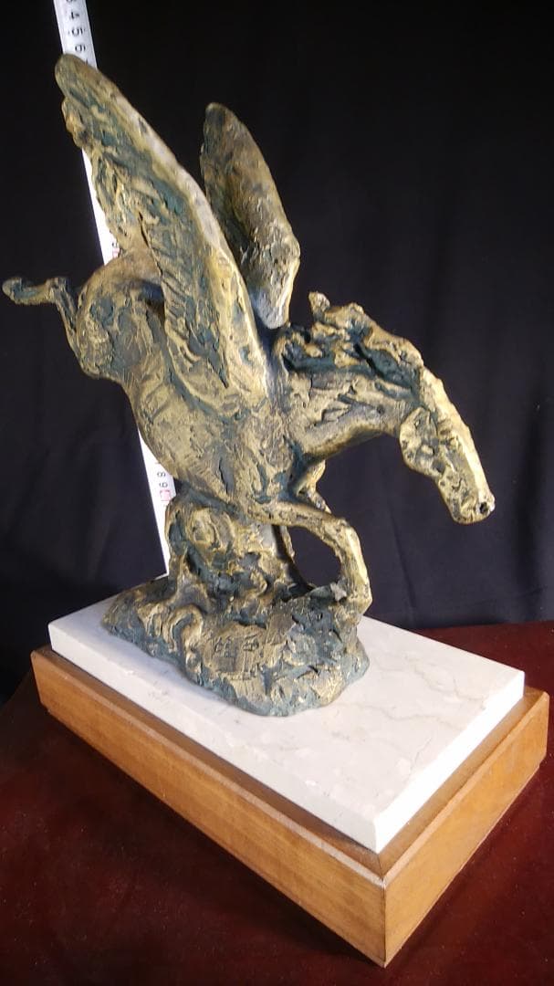 ブロンズ像 西望「春風」ペガサス天馬 高3４c重６kg/彫刻銅像/干支/縁起物 北村西望 彫刻 春駒に題す 春風 ブロンズ像 共箱 | 新栄堂