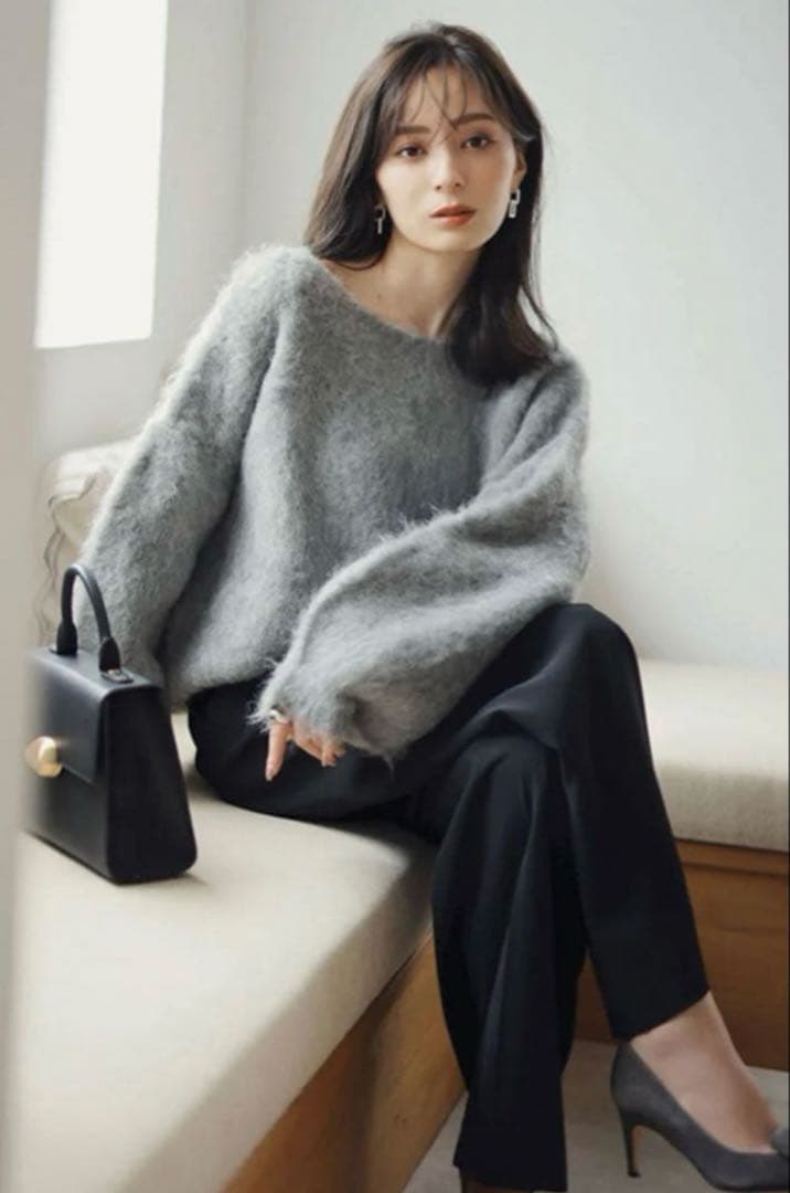 2wayアルパカ混ニットプルオーバー GREY anuans - メルカリ