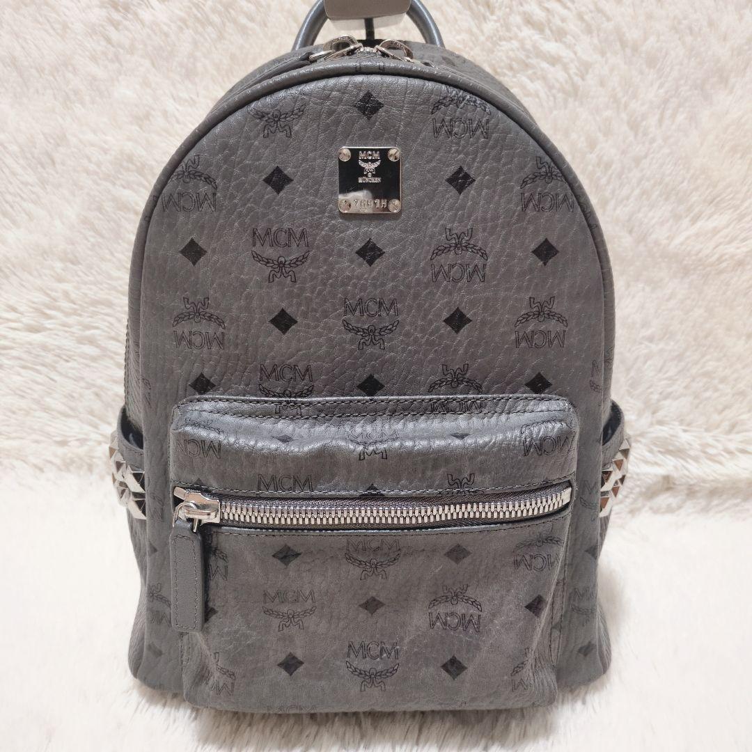 あ様専用】MCM リュックサック ヴィセトス スタッズ レザー グレー