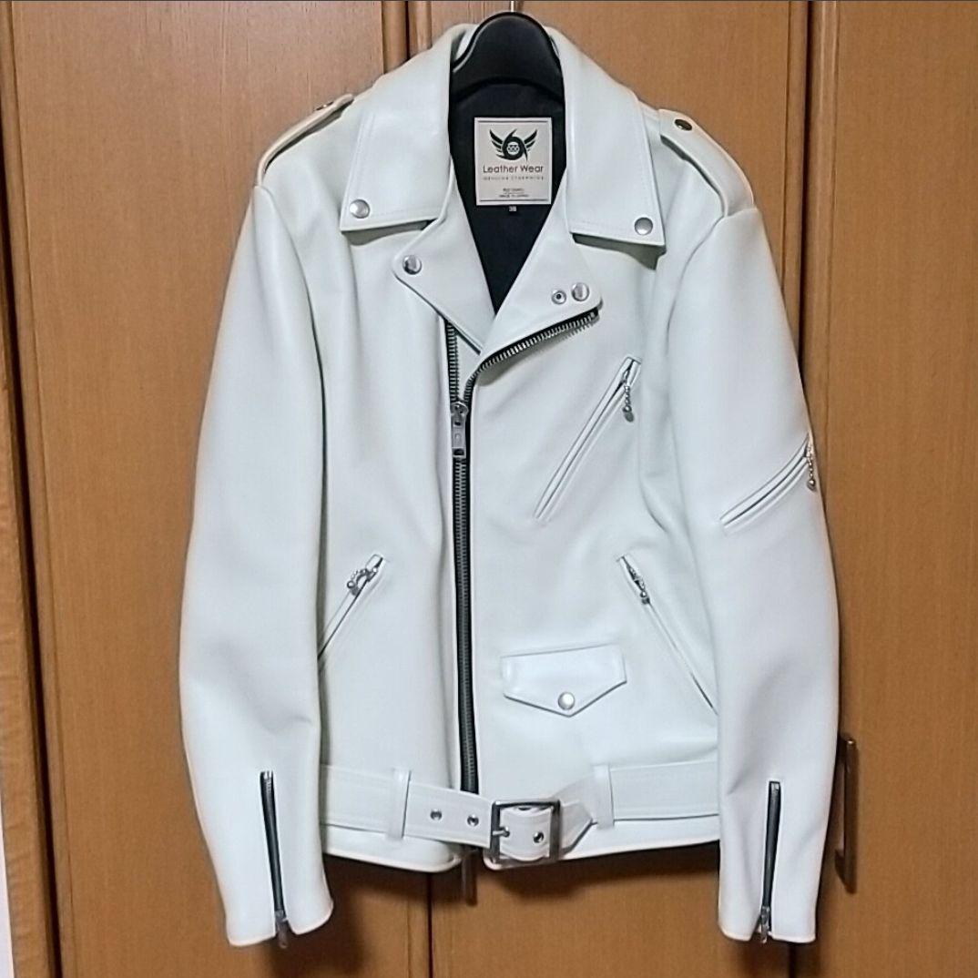 666 ダブルライダースジャケット ホワイト 白 36 - メルカリ