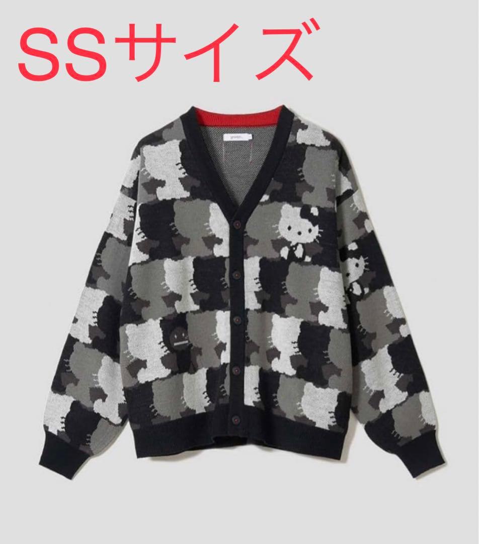 キティ シルエットパターン ジャカードVネックカーディガン グラニフ